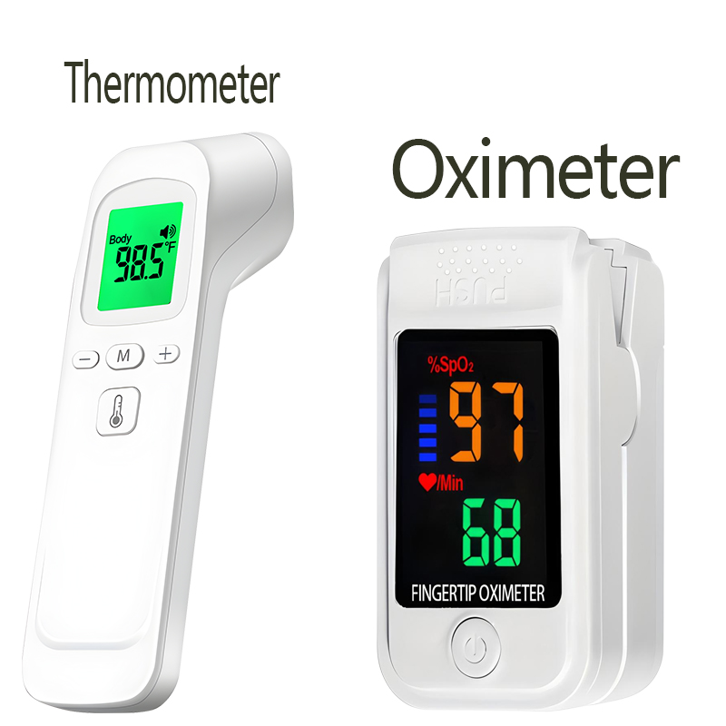 Pulse Oximeter - เครื่องวัดอุณหภูมิแบบไม่สัมผัสสำหรับวัดอุณหภูมิร่างกายและไข้สำหรับเด็กและผู้ใหญ่ เครื่องวัดอุณหภูมิหน้าผากแบบดิจิตอล เครื่องวัดออกซิเจนในเลือดแบบอินฟราเรด